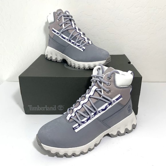 Timberland GreenStride Edge Waterproof Boots Leather Hiker Booties Grey Nubuck - Picture 2 of 8